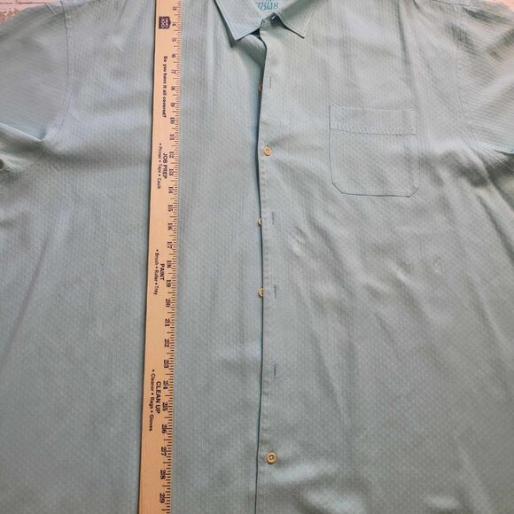 2244 Tommy Bahama Silk Blend SS Button Down Turquoise Men's 2XL - Picture 3 of 7